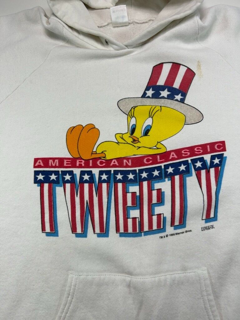 Vintage 1995 Looney Tunes Tweety American Classic Hooded Sweatshirt Size 2XL 90s