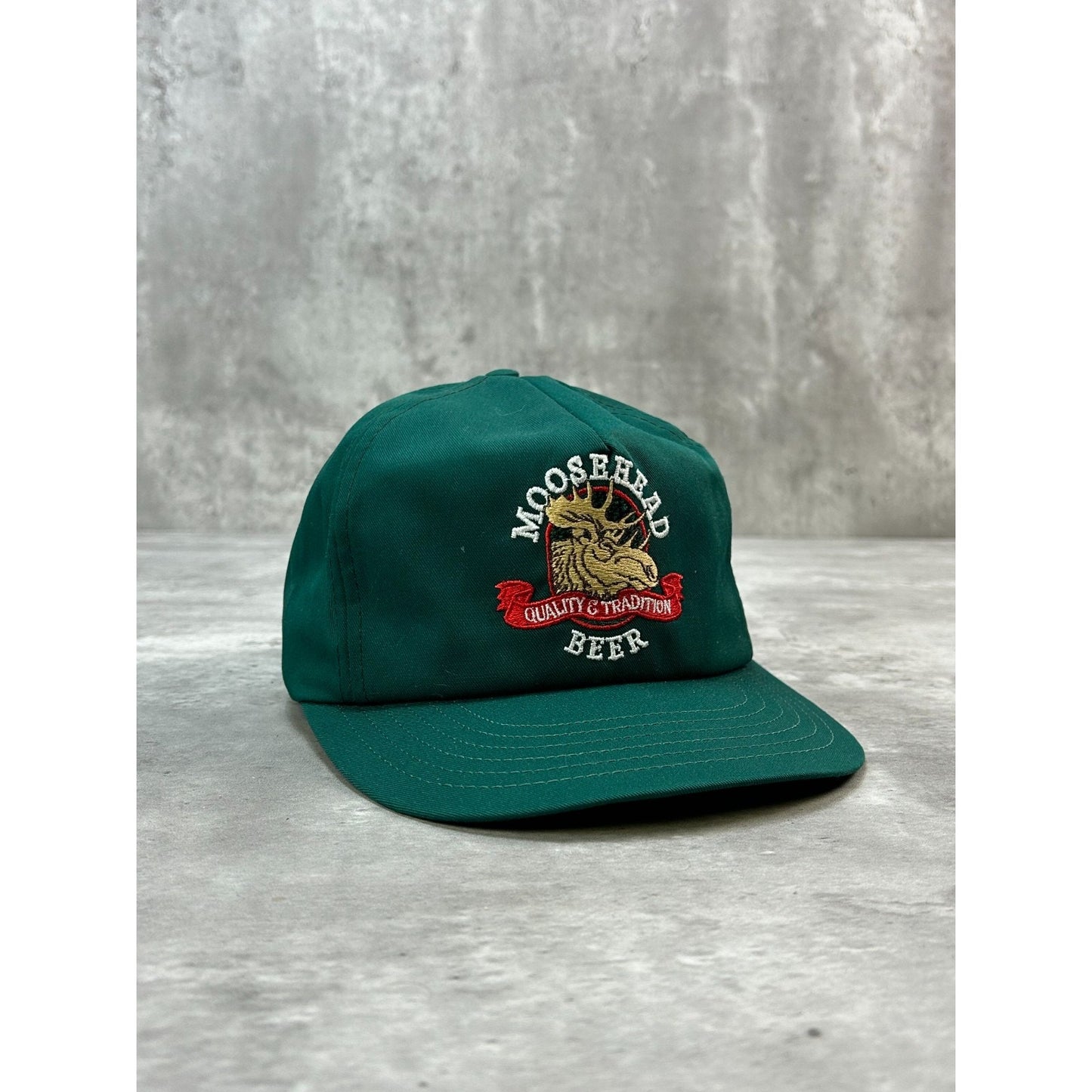 Vintage 90s Moosehead Embroidered Logo Beer Promo Snapback Hat OSFA Green