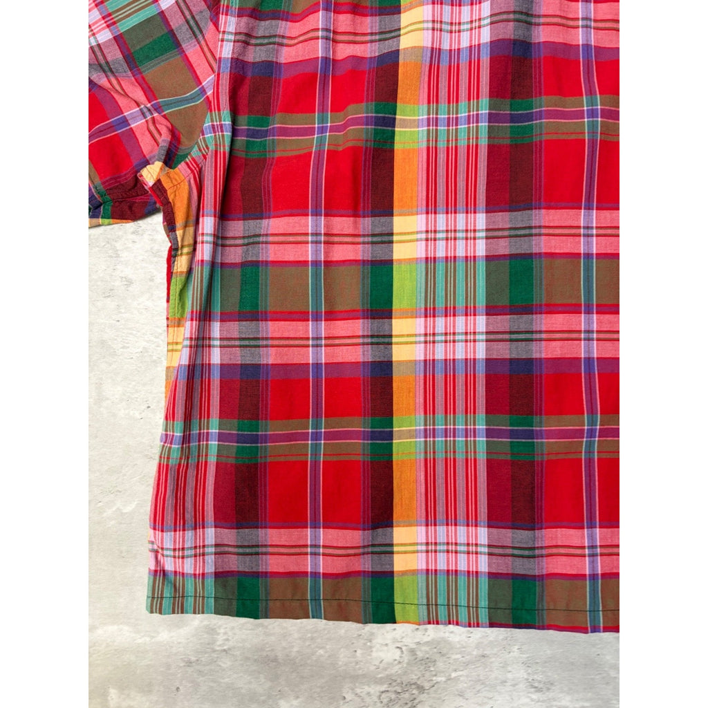 Vintage Polo Ralph Lauren Double Pocket Plaid Cropped Button Up Shirt Size XL