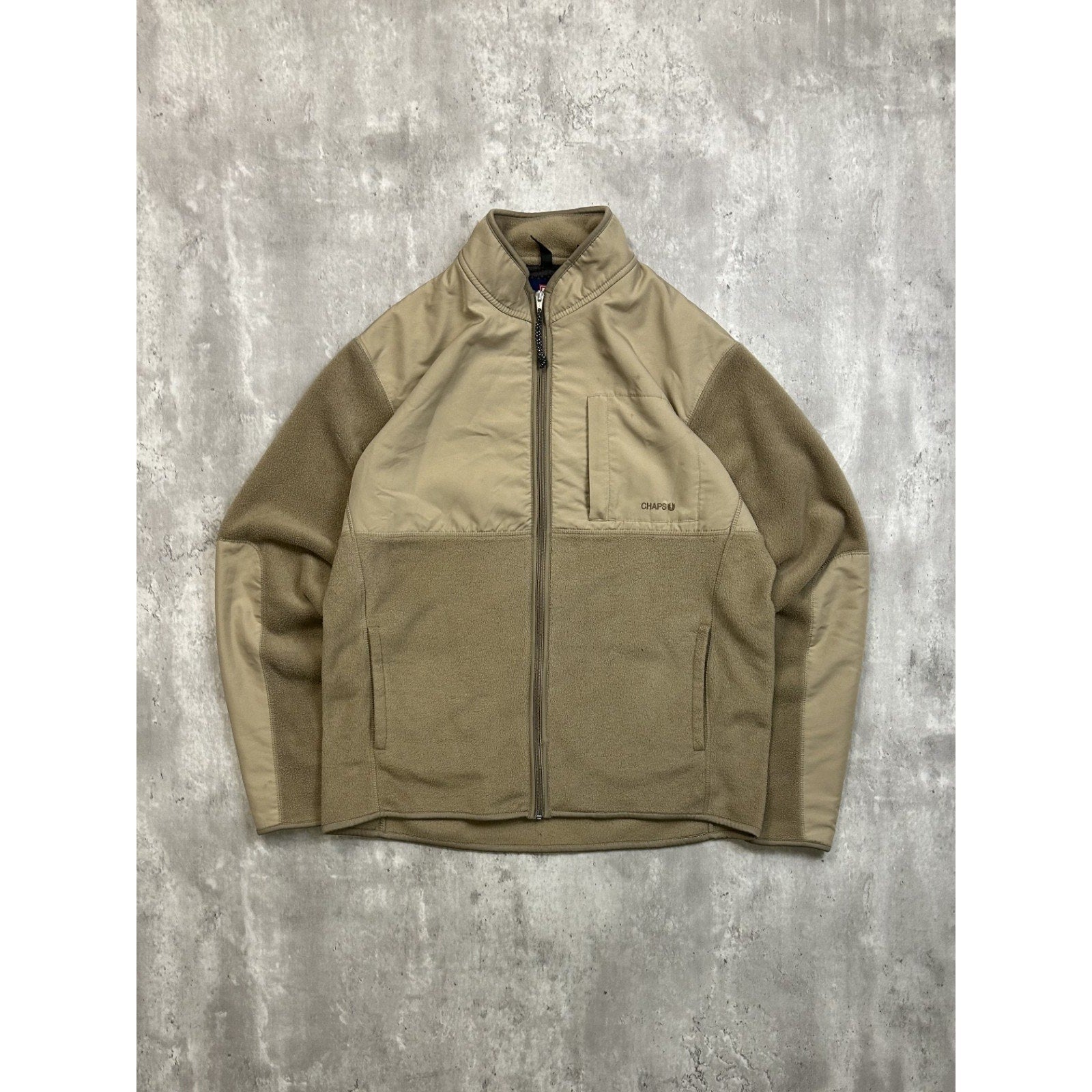 Vintage Chaps Ralph Lauren Earth Tone Full Zip Fleece Sweatshirt Size Large