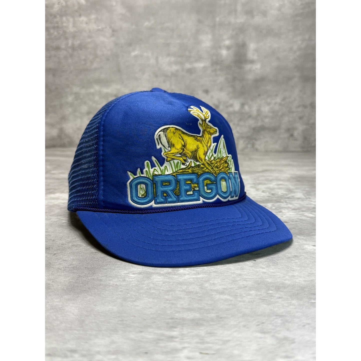 Vintage 80s Oregon Deer Graphic Nature Destination Trucker Snapback Hat OSFA