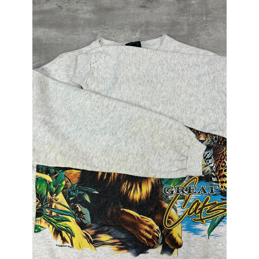 Vintage 90s Miami Metro Zoo Big Cats Nature Animal Graphic Sweatshirt Sz Medium