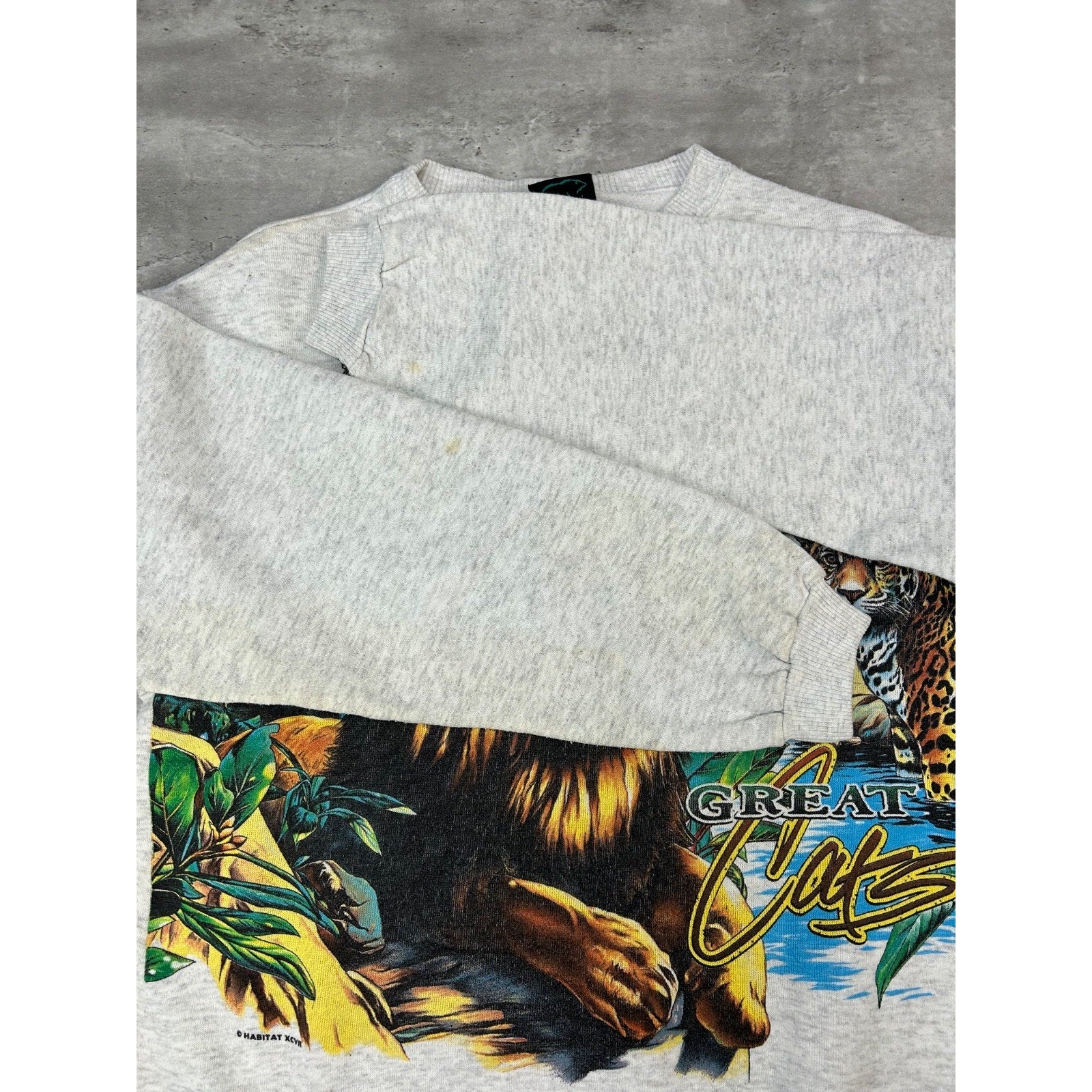 Vintage 90s Miami Metro Zoo Big Cats Nature Animal Graphic Sweatshirt Sz Medium