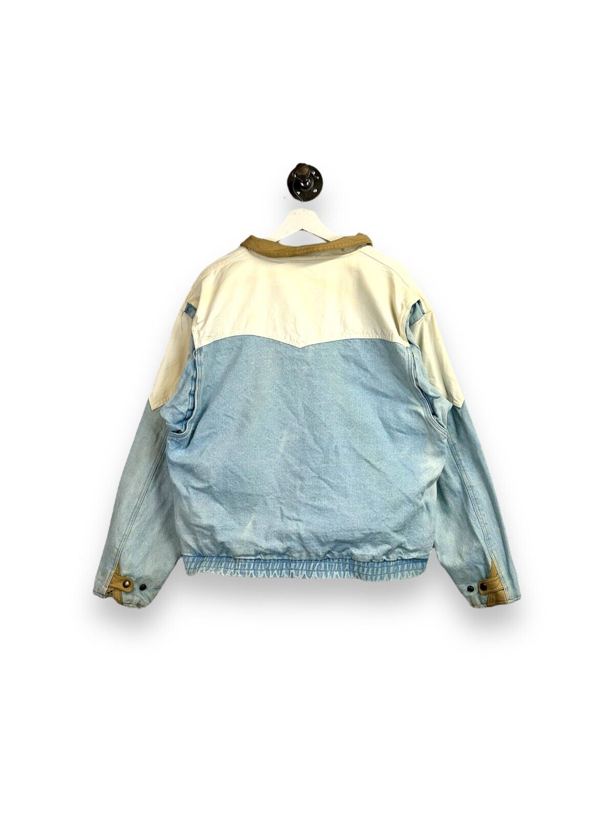 Vintage 90s Land Rover Two Tone Light Wash Denim Jacket Size XL Blue