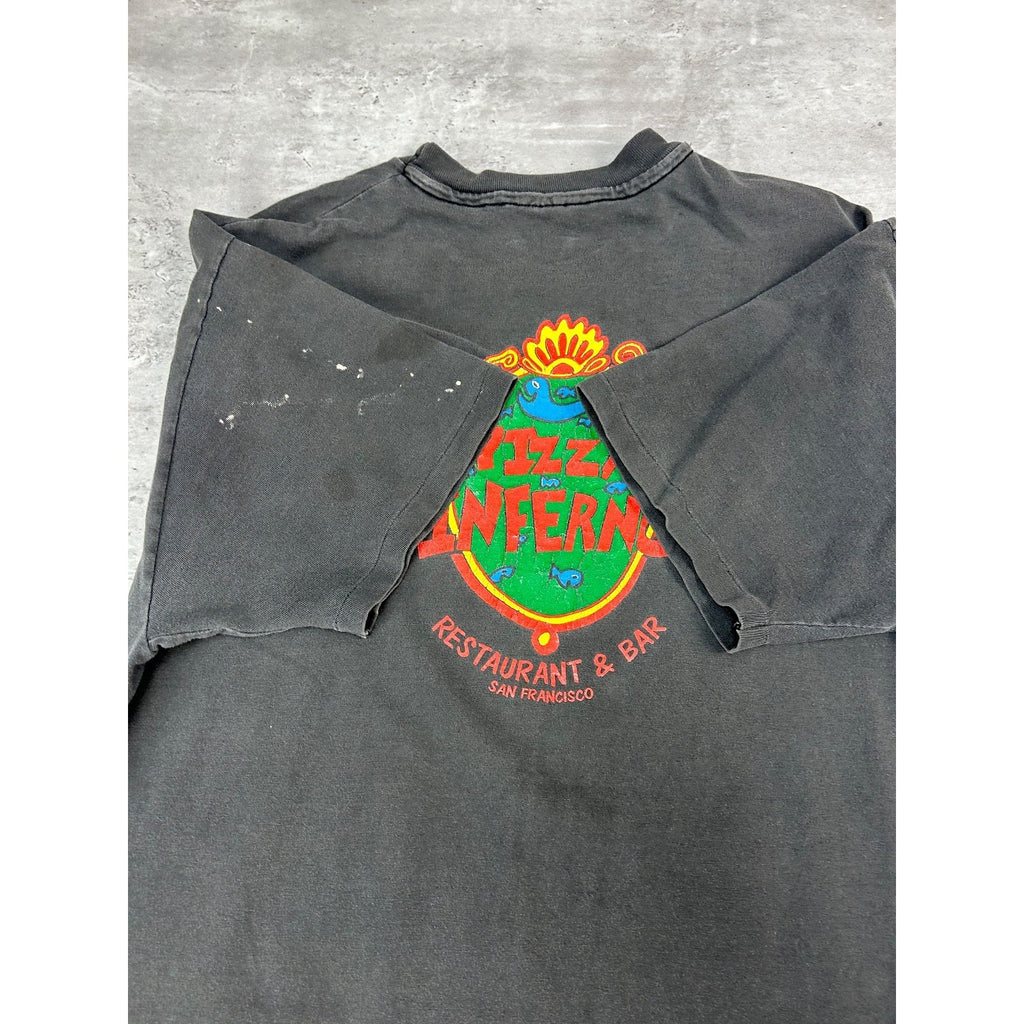 Vintage Pizza Inferno Restaurant Destination Graphic T-Shirt Size Large Black