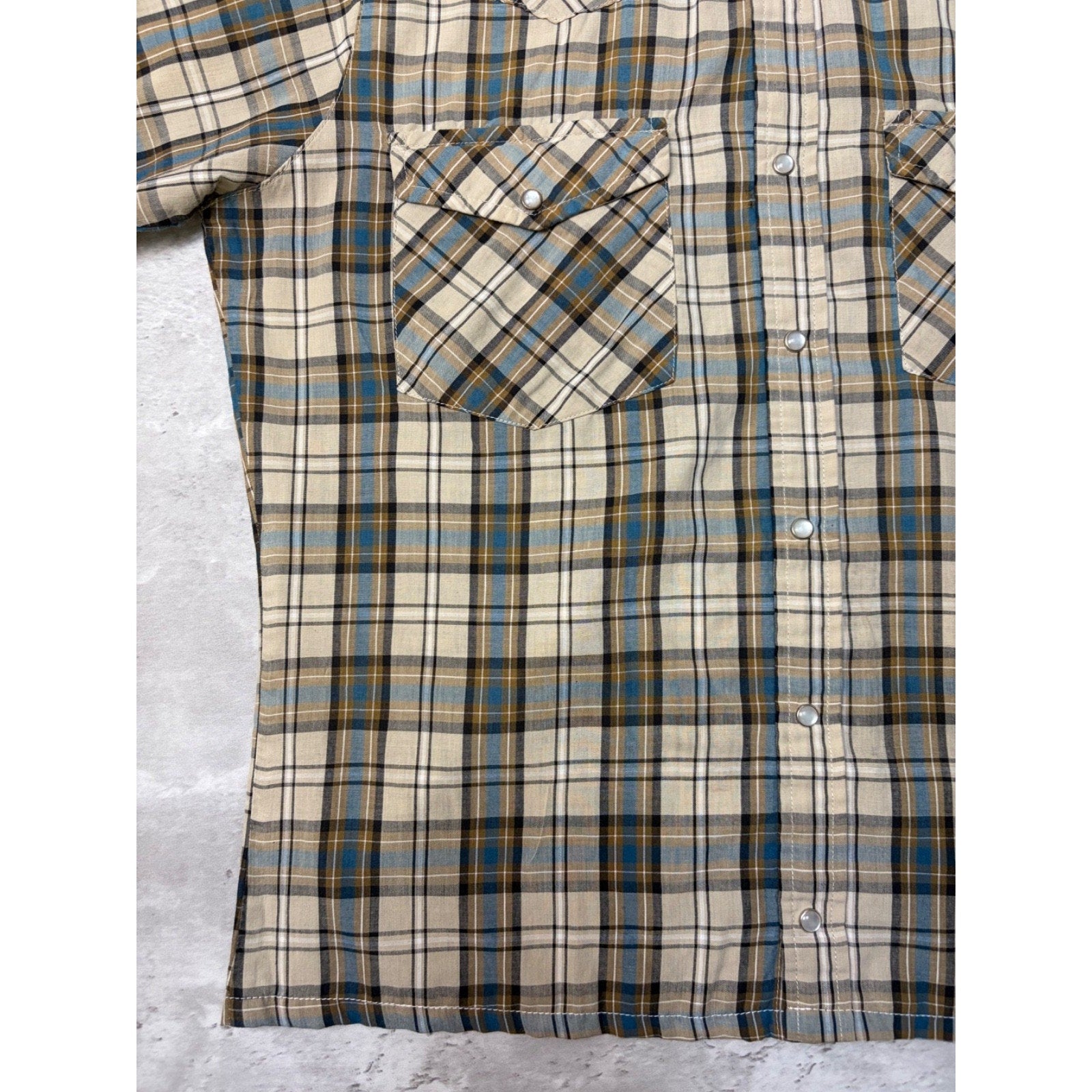 Vintage Canyon Guide Pearl Snap Plaid Cropped Button Up Shirt Size Medium