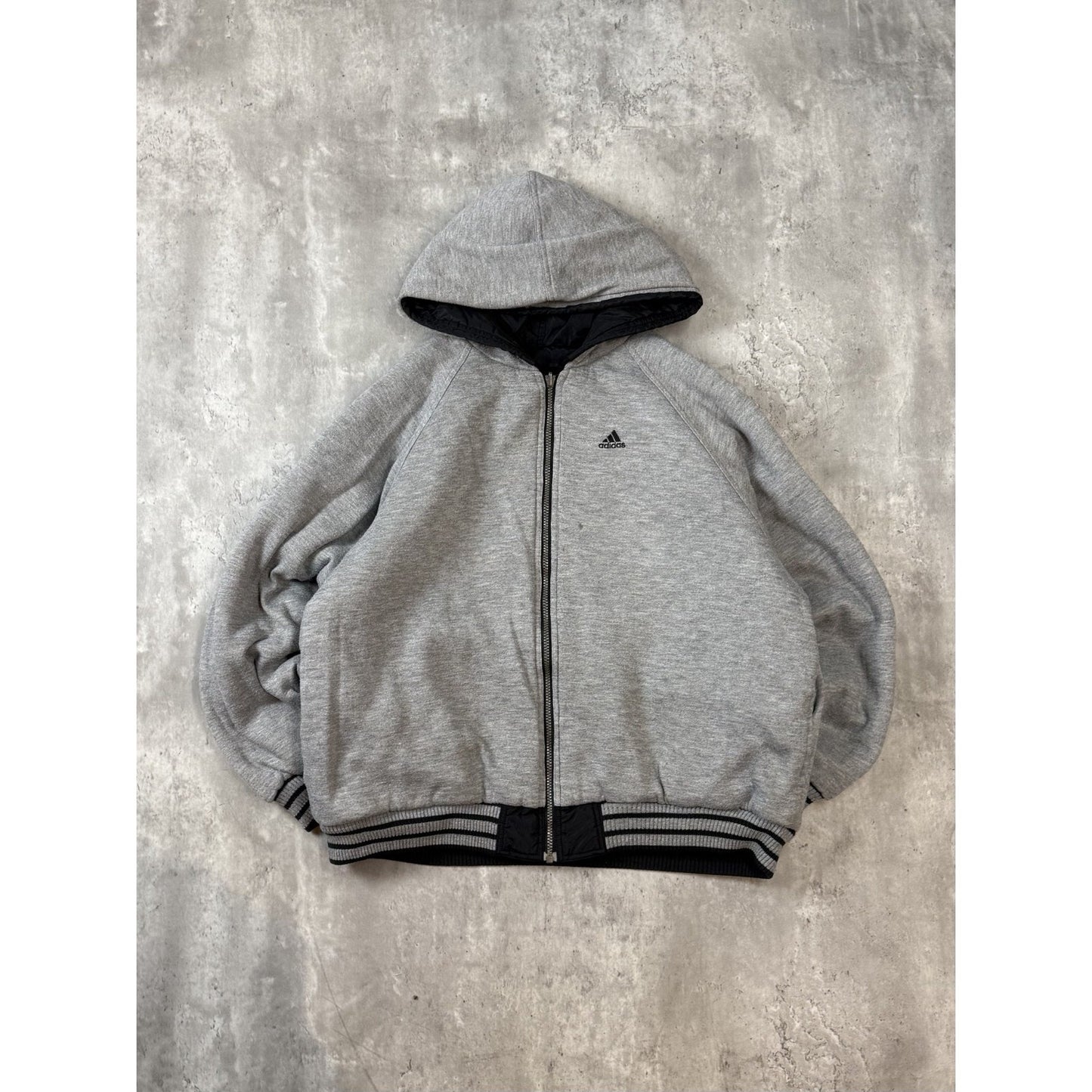 Vintage 90s Adidas Embroidered Logo Full Zip Reversible Hooded Jacket Size Large