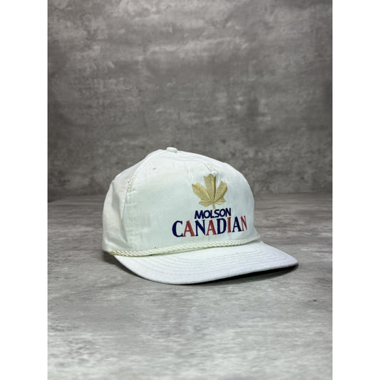 Vintage 90s Molson Canadian Embroidered Spellout Beer Promo Snapback Hat OSFA