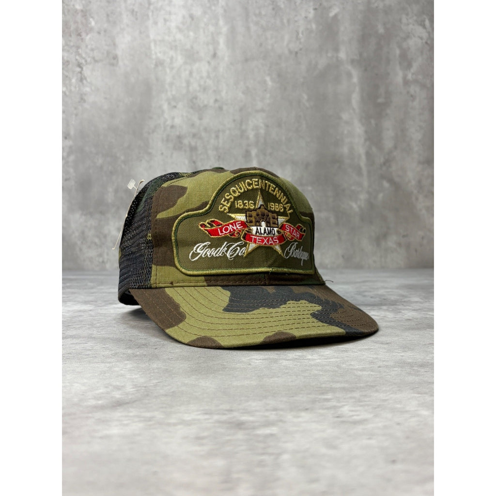 Vintage Goode Co Barbecue Embroidered Patch Camo Trucker Snapback Hat OSFA