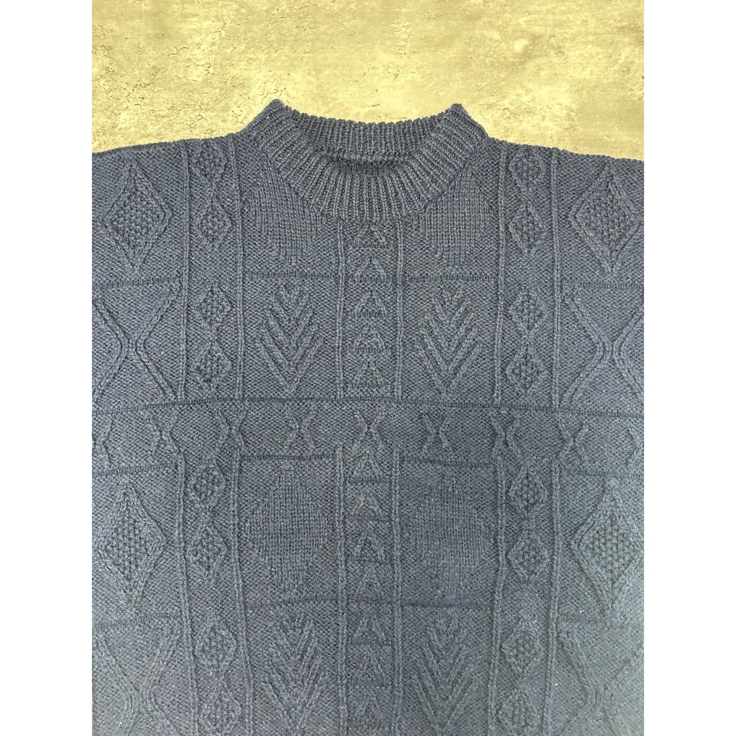 Vintage 90s Pattern Print Striped Ribbed Knit Sweater Size Large