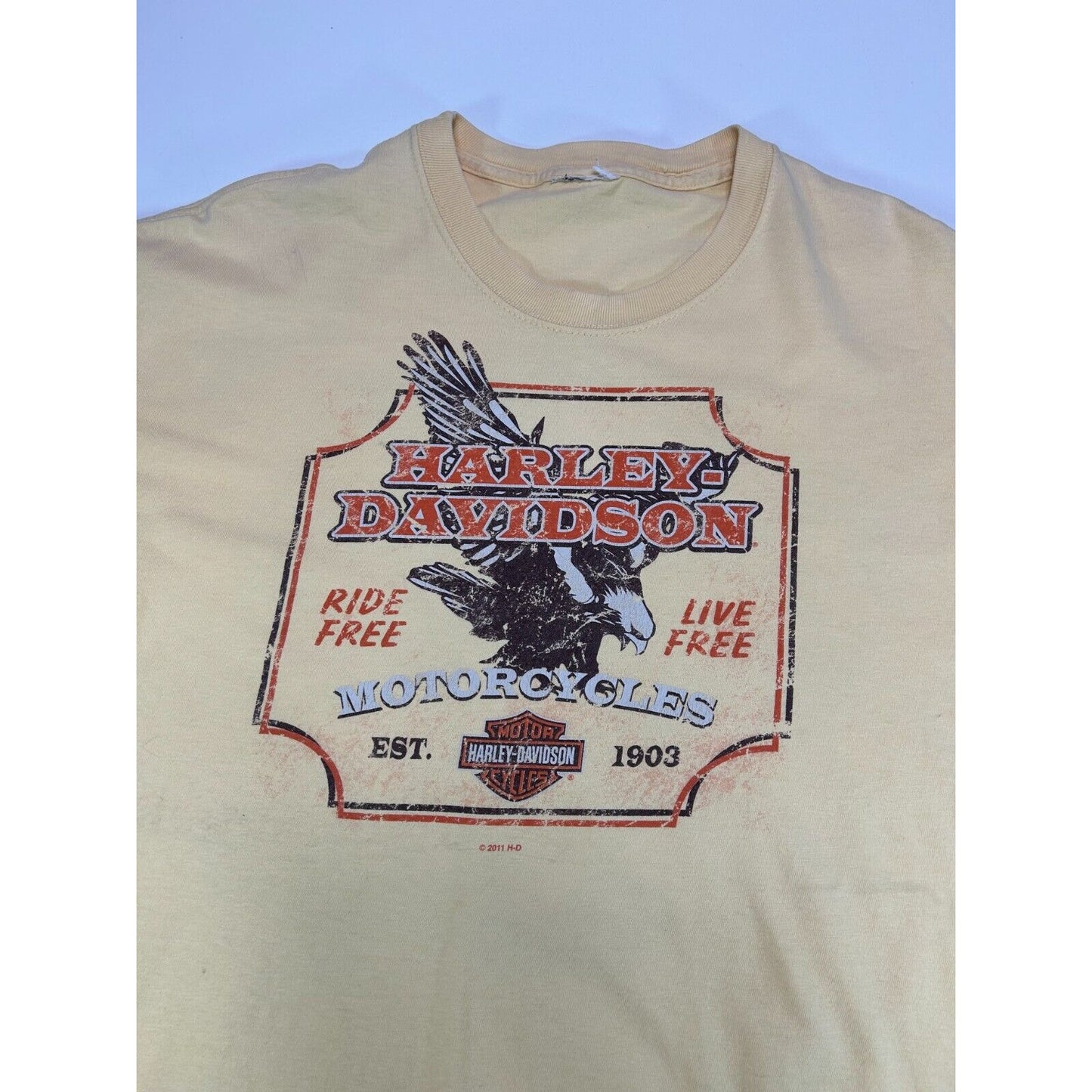 Harley Davidson Ride Free Live Free Bald Eagle Graphic T-Shirt Size Medium