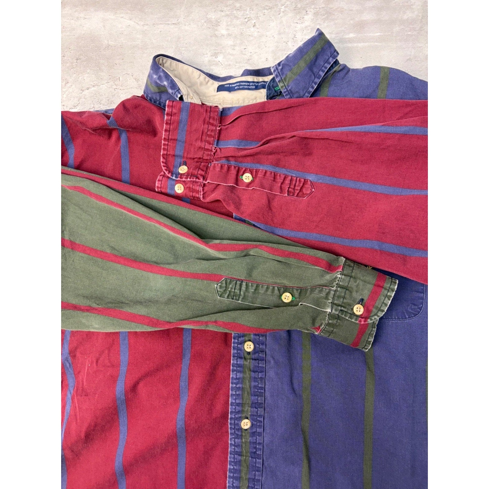 Vintage Tommy Hilfiger Embroidered Crest Striped Button Up Shirt Size Large