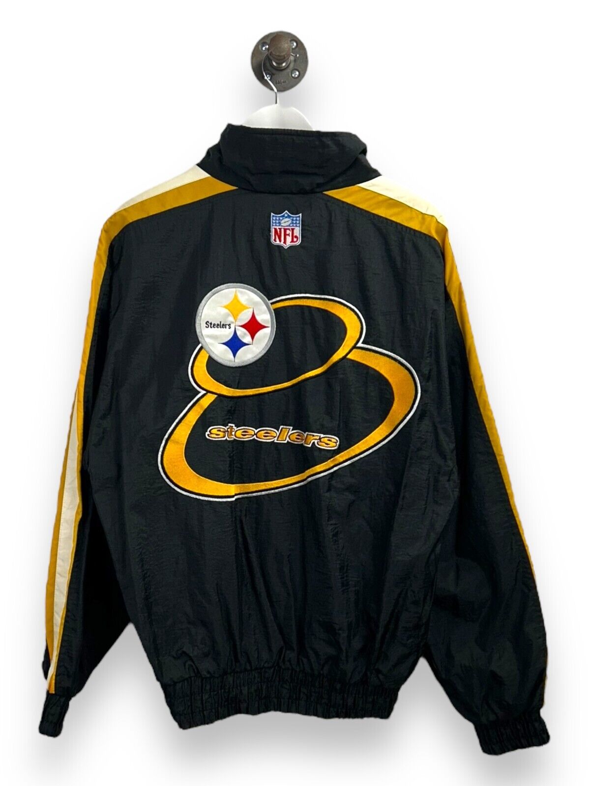 Vintage 90s Pittsburgh Steelers NFL Embroidered Windbreaker Jacket Size Medium