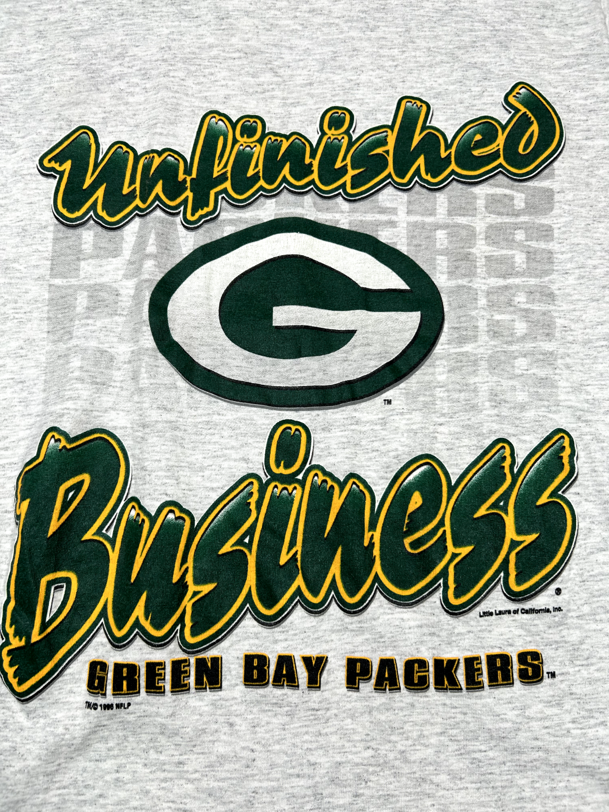 Vintage 1996 Green Bay Packers Unfinished Business NFL Graphic T-Shirt Sz Large