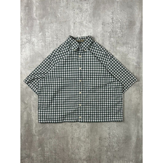 Vintage Arrow Big Oxford Plaid Reworked Cropped Button Up Shirt Size Medium