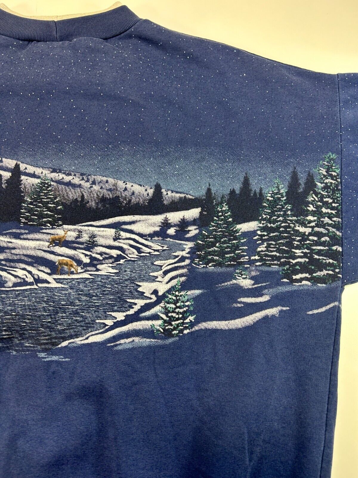 Vintage 90s Pocono Mountains Winter Landscape AOP Sweatshirt Size Large