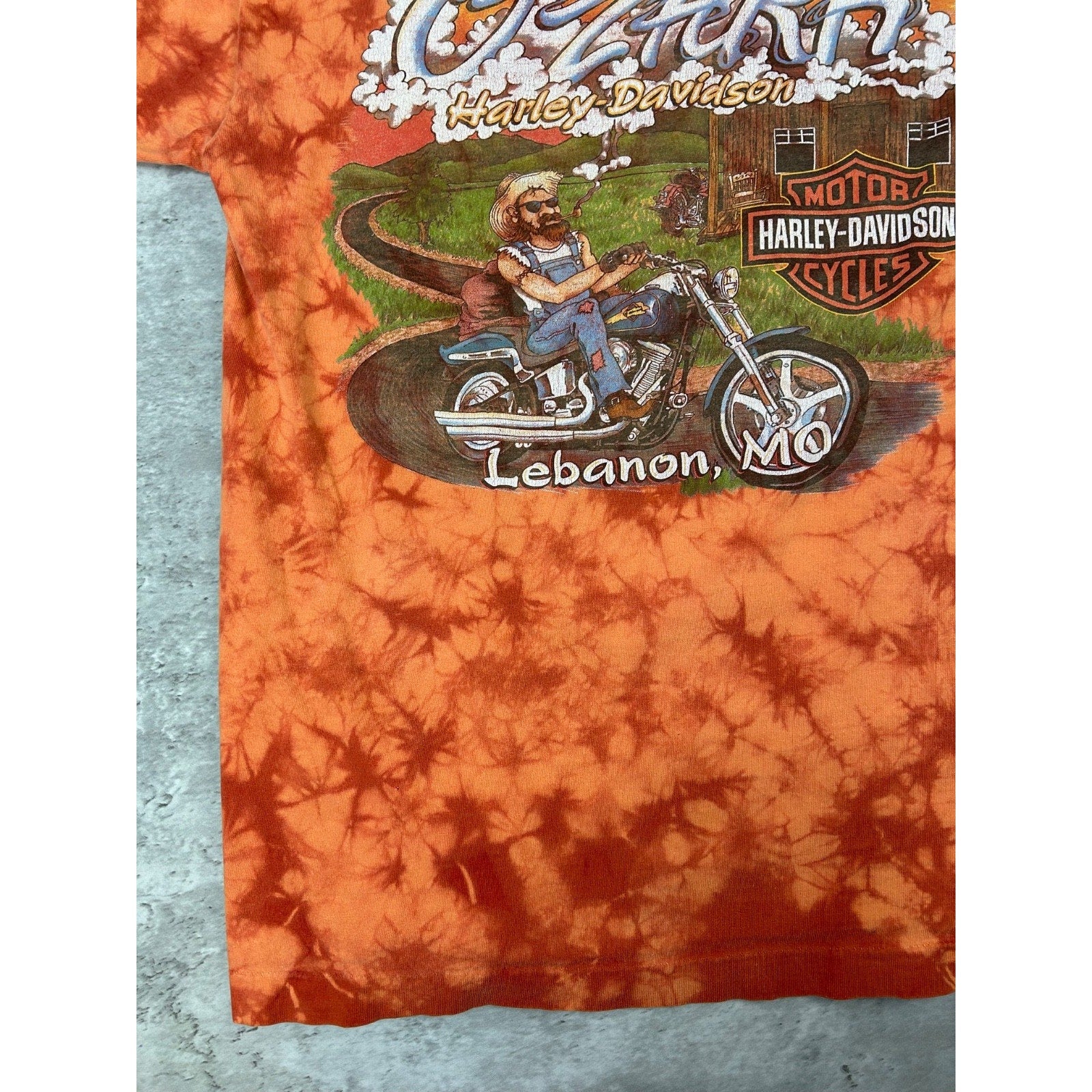Vintage Harley Davidson Spellpout Graphic Tye-Dye T-Shirt Size Small