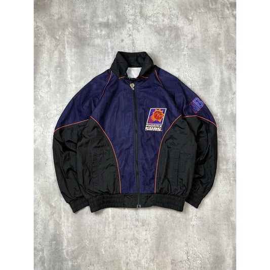 Vintage 90s Phoenix Suns NBA Embroidered Logo Mesh Windbreaker Jacket Size Large