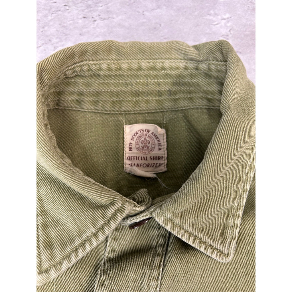 VTG 1950s Boy Scouts Of America Sanforized Patched Button Up Shirt Size Small