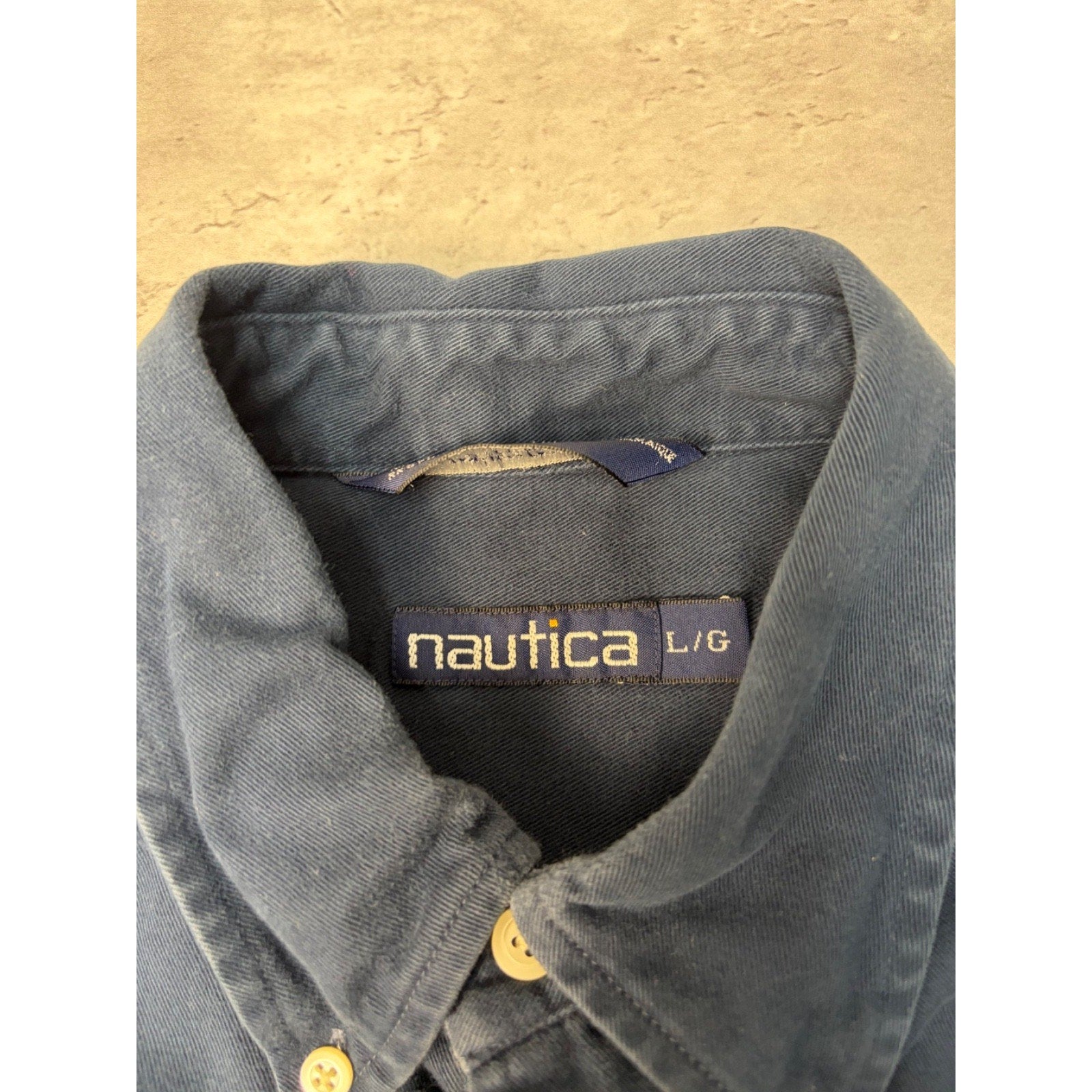 Vintage Nautica Embroidered Crest Long Sleeve Button Up Shirt Size Large
