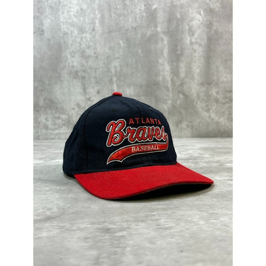 Vintage 90s Atlanta Braves MLB Starter Tailsweep Wool Snapback Hat OSFA