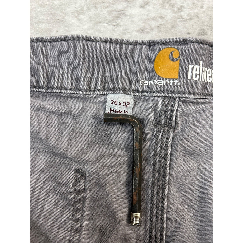 Carhartt Relaxed Fit Canvas Workwear Gray Five Pocket Pants Size 34