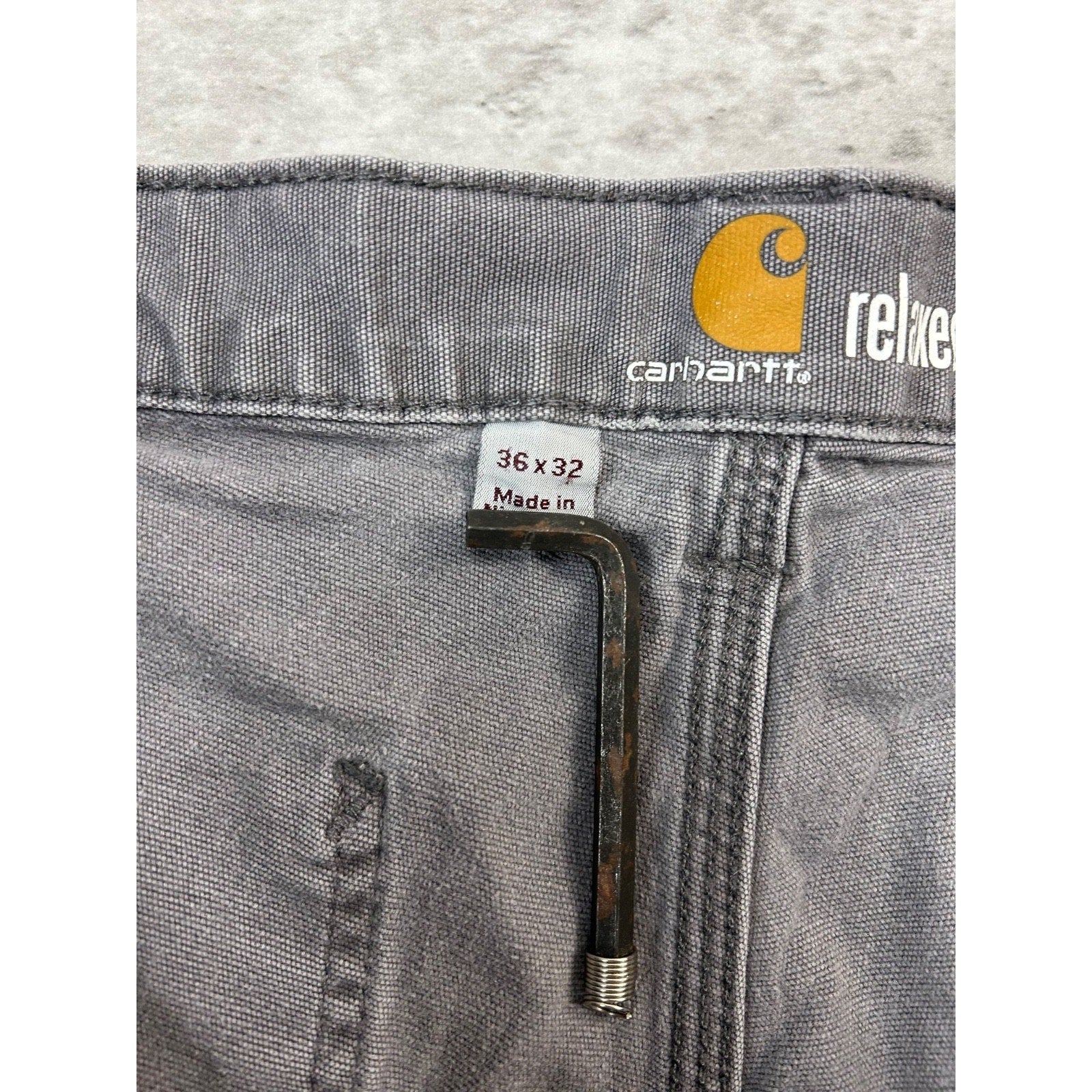 Carhartt Relaxed Fit Canvas Workwear Gray Five Pocket Pants Size 34