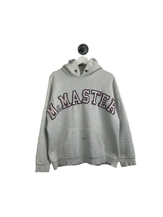 Vintage 90s U Of McMaster Embroidered Spellout Hooded Sweatshirt Size Large