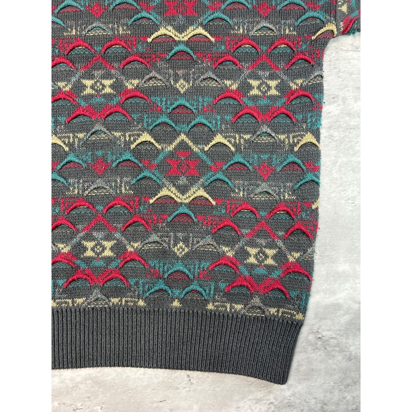 Vintage 90s John Weitz Abstract 3D Knit Pullover Sweater Size Large