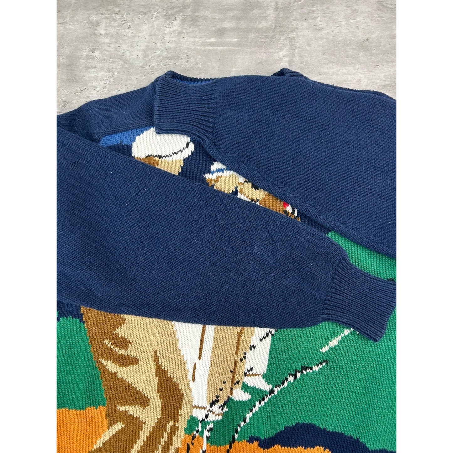 Vintage 90s Hathaway Golfers Graphic Print Pullover Knit Sweater Size Medium