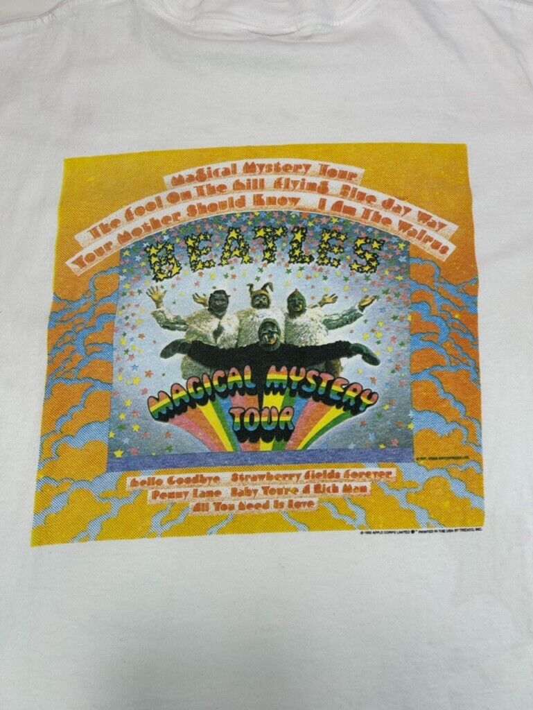 Vintage 1992 The Beatles Magical Mystery Tour Movie Promo Band T-Shirt Size L