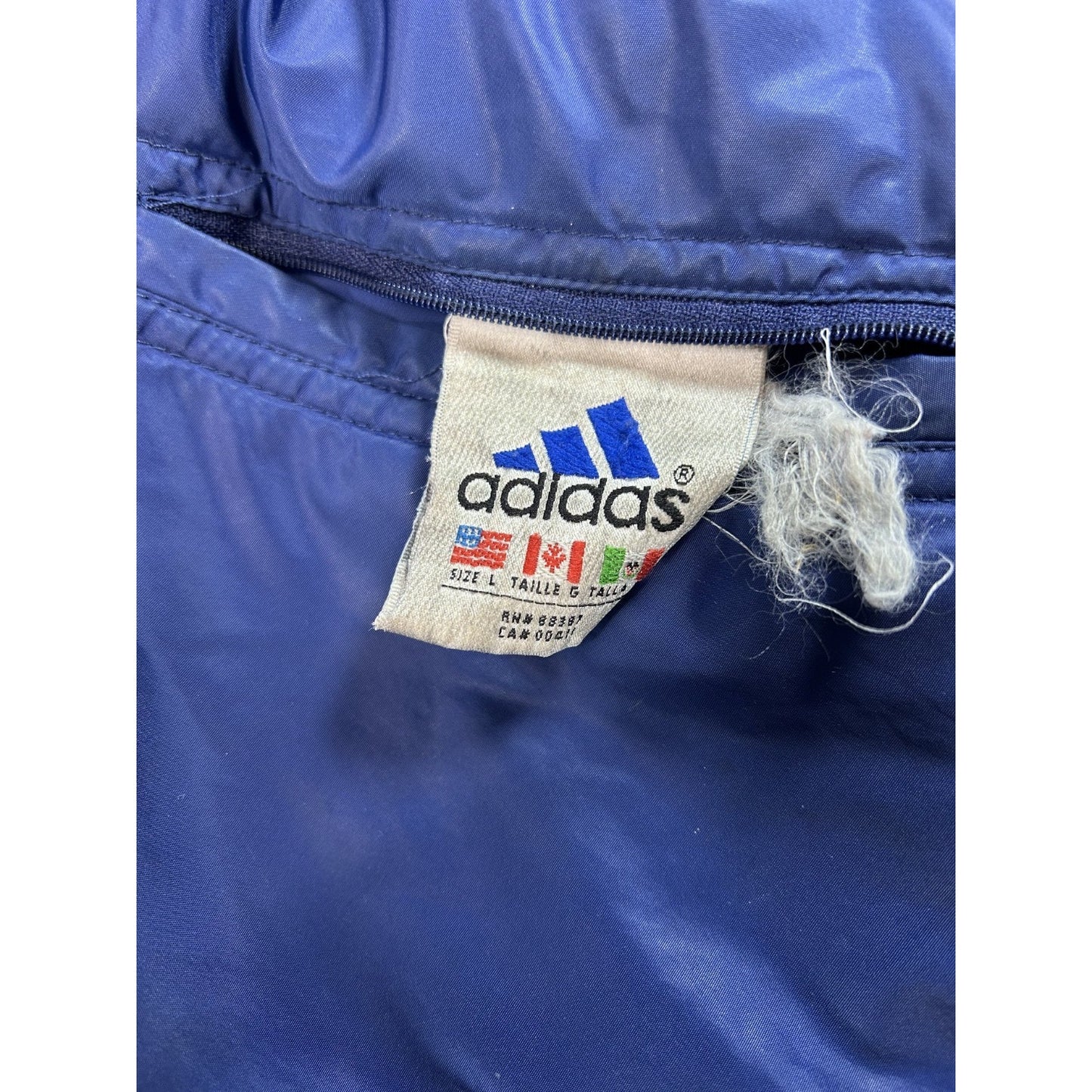 Vintage 90s Adidas Embroidered Trefoil Reversible Full Zip Hooded Jacket Size L