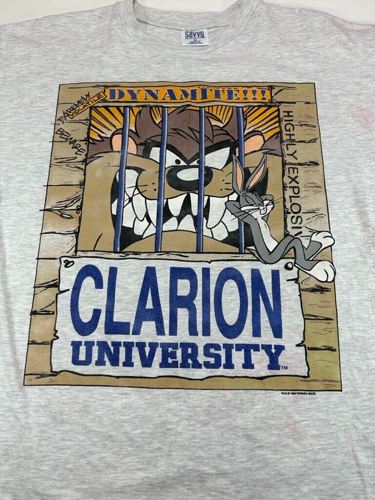 Vintage 1994 Clarion University NCAA Looney Tunes Taz Graphic T-Shirt Size XL