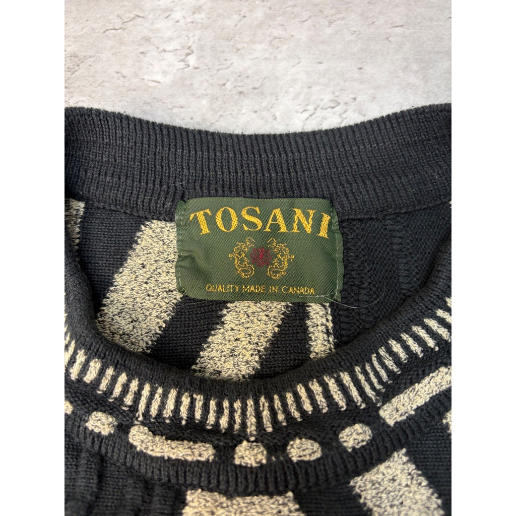 Vintage 90s Tundra 3D Abstract Print Pullover Ribbed Knit Sweater Size XL