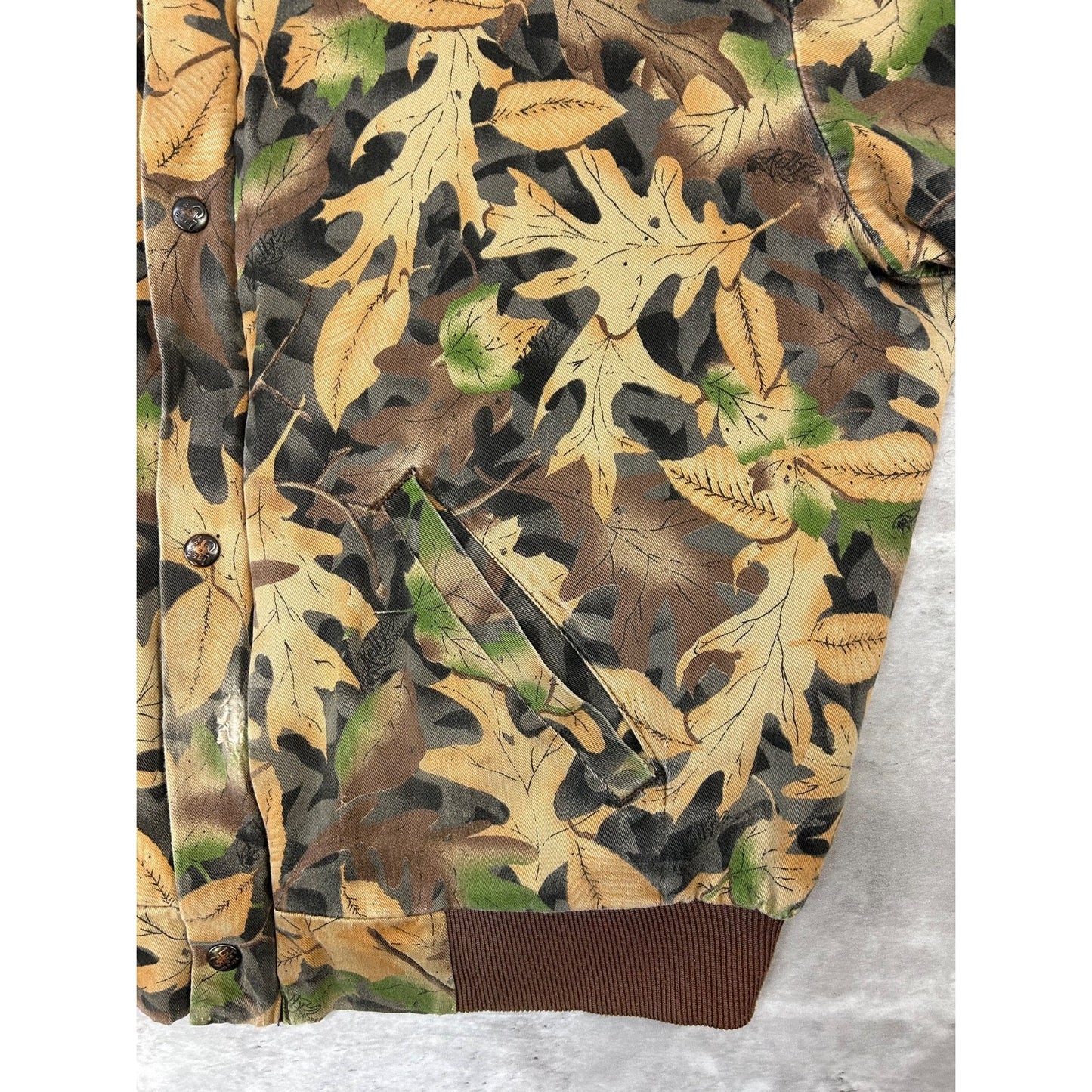 Vintage 90s Gun Flint Tree Camo Hunting Bomber Jacket Size Large