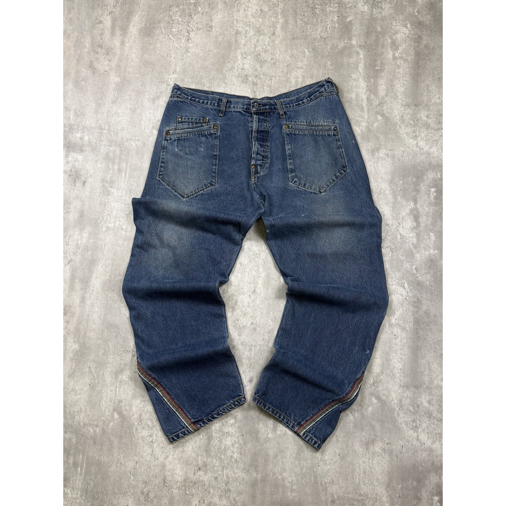 Vintage Y2K Evisu Two Tone Pocket Logo Medium Wash Denim Pants Size 40
