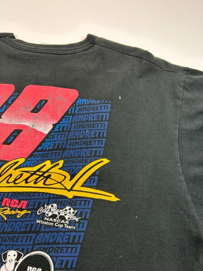 Vintage 90s John Andretti #98 Nascar Racing Graphic T-Shirt Size XL Black