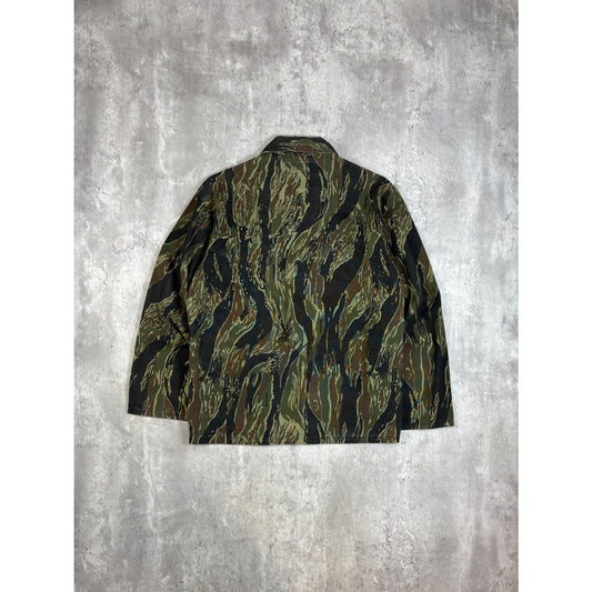 Vintage 1970s Ranger Tiger Stripe Three Pocket Hunting Button Up Shirt Size Small