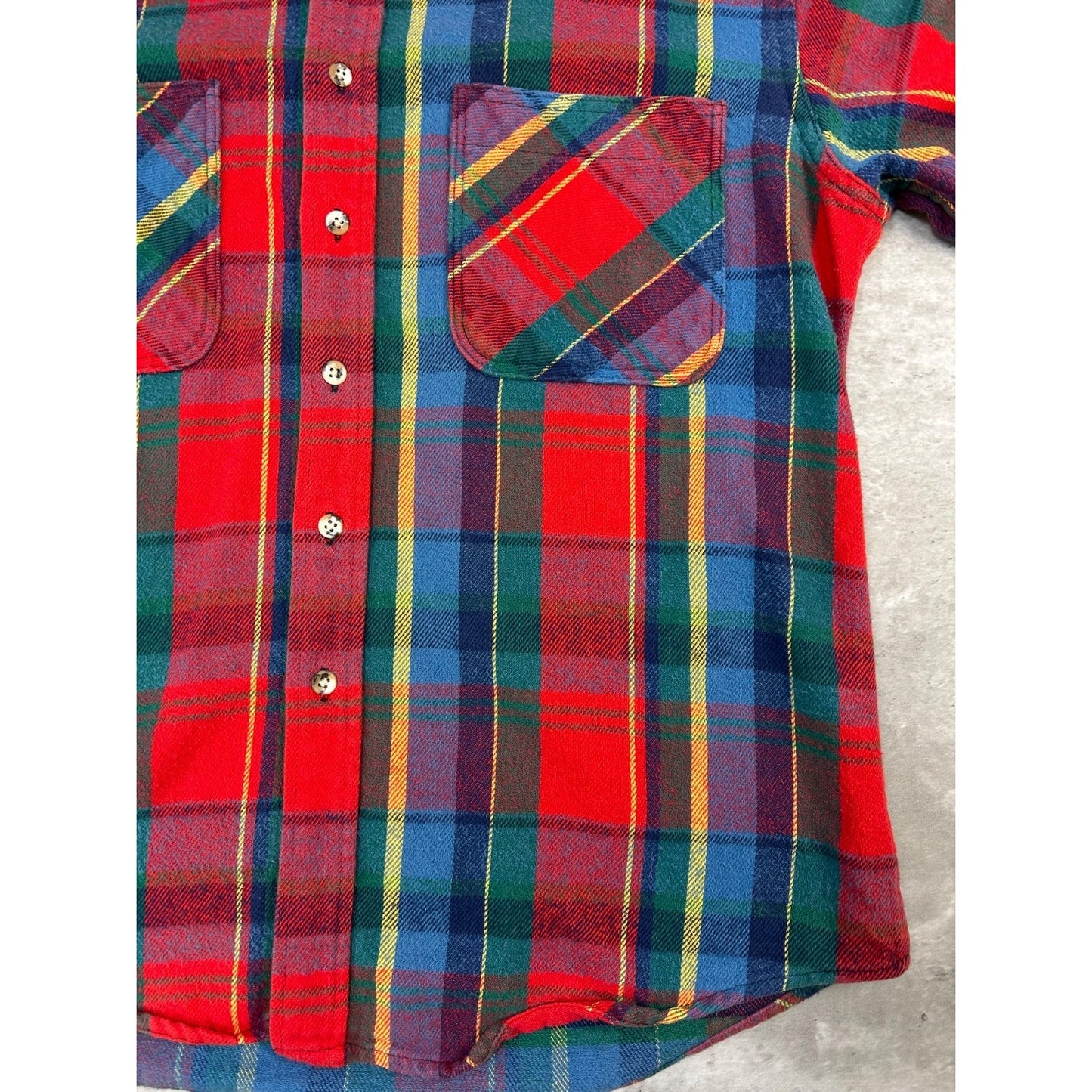 VTG 90s St Johns Bay Plaid Double Pocket Long Sleeve Button Up Shirt Sz Large