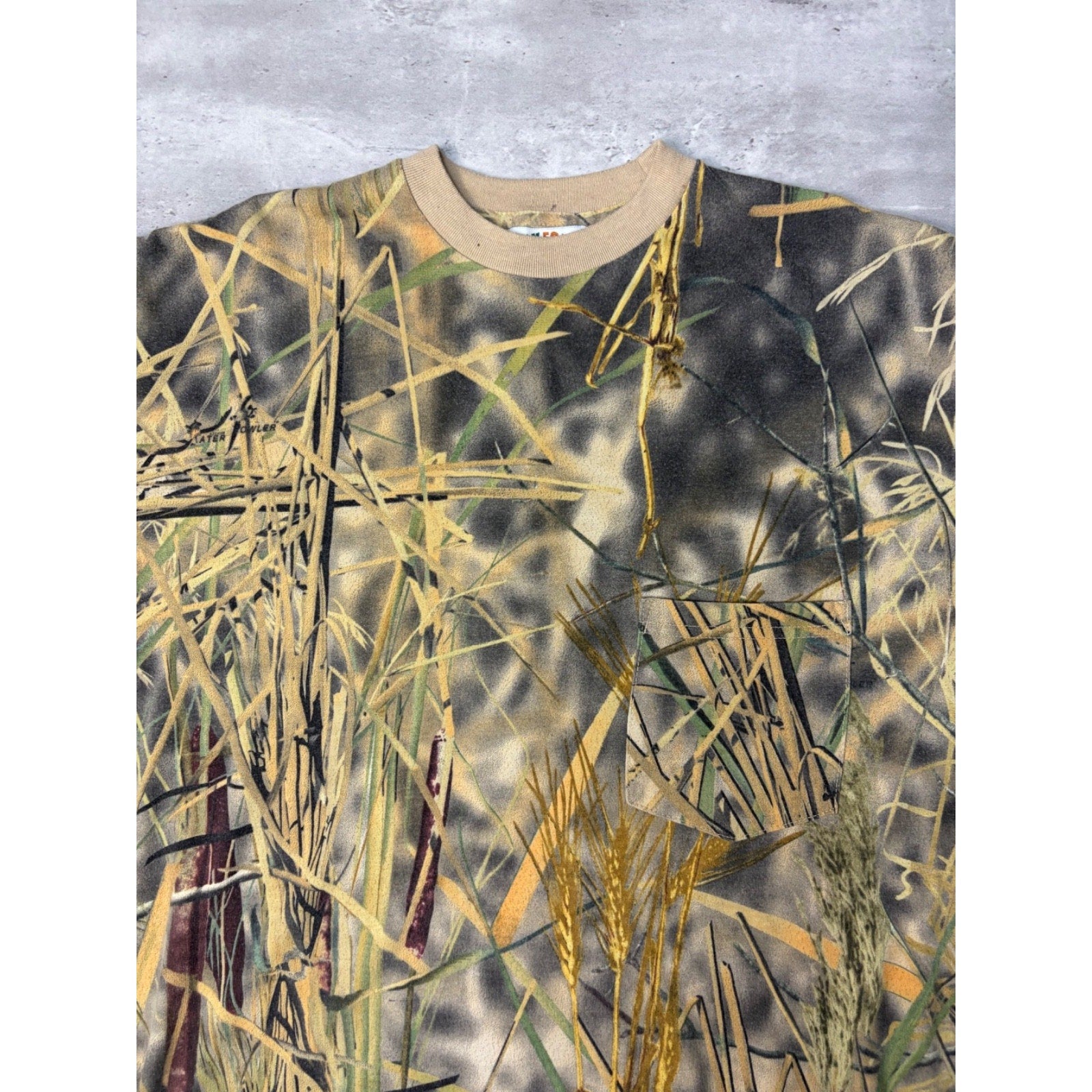 Vintage 90s Water Fowler Marsh Camo Hunting Long Sleeve T-Shirt Size XL