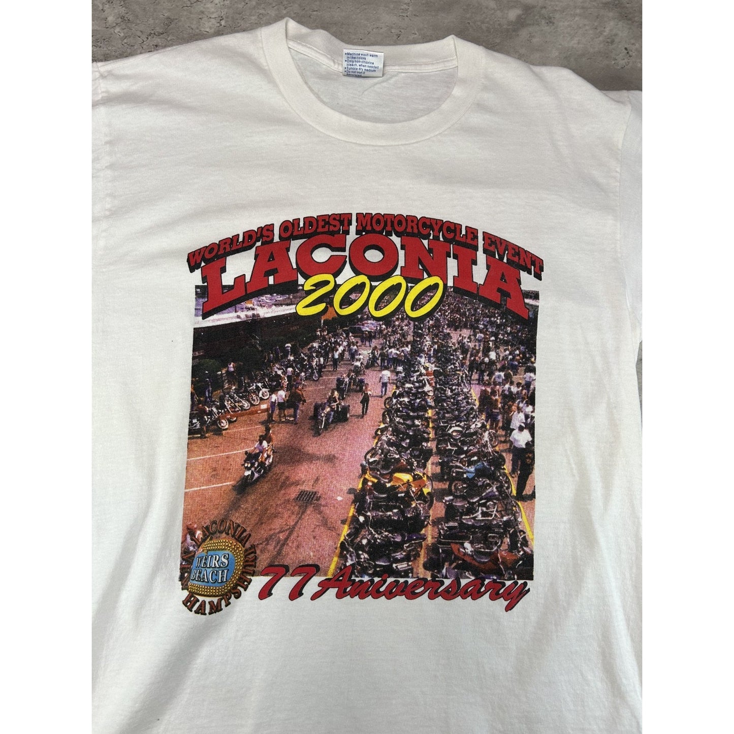 Vintage 2000 Laconia Motorcycle Event 77th Anniversary Graphic T-Shirt Sz Large