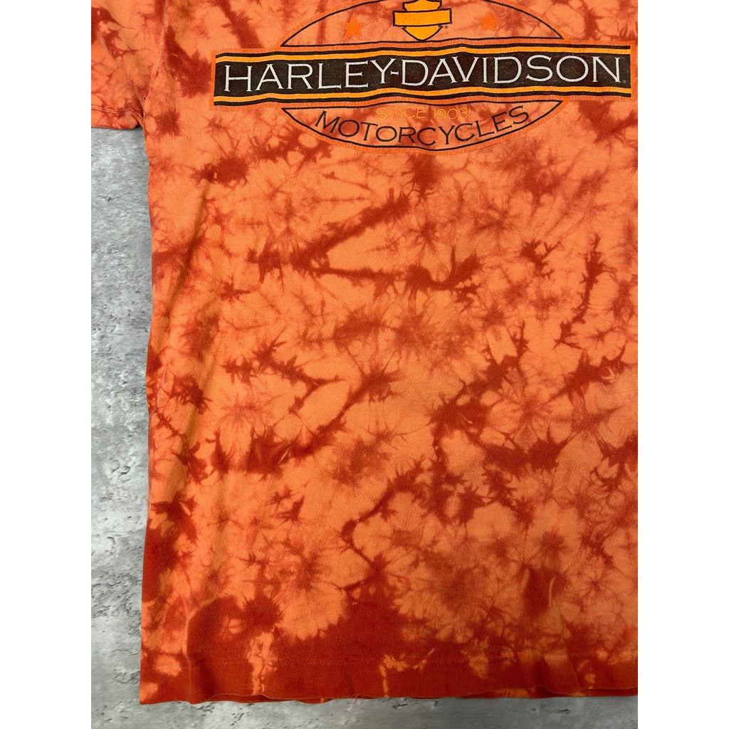 Vintage Harley Davidson Spellpout Graphic Tye-Dye T-Shirt Size Small