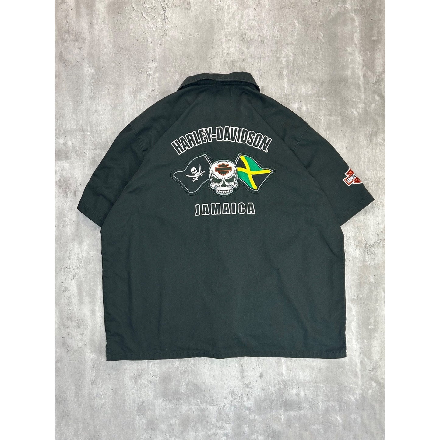 Harley Davidson Jamaica Embroidered Short Sleeve Button Up Shirt Size 2XL