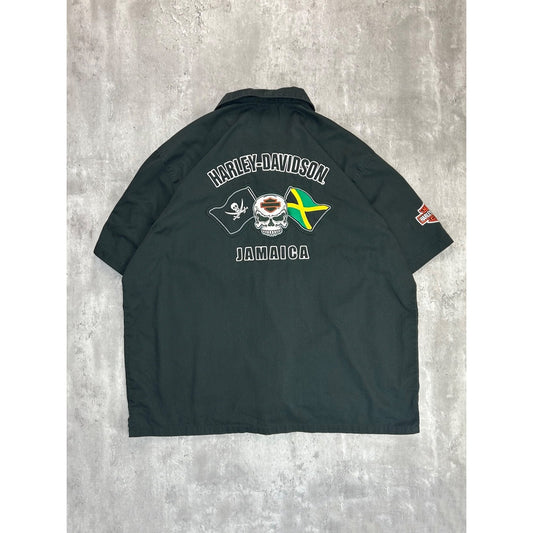 Harley Davidson Jamaica Embroidered Short Sleeve Button Up Shirt Size 2XL