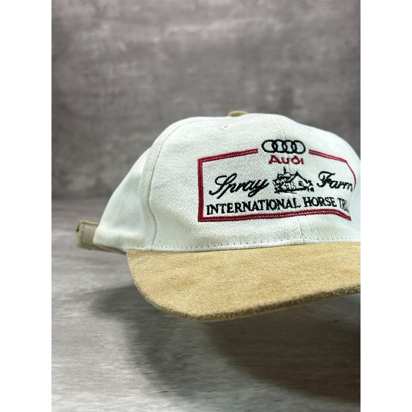 Vintage 90s Audi Spray Farm Horse Trails Embroidered Strapback Hat OSFA