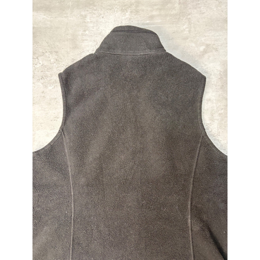 Vintage Womens Patagonia Embroidered Patch Full Zip Fleece Black Vest Sz Medium