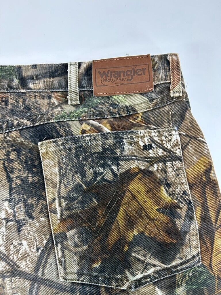 Vintage Wrangler Pro Gear Real Tree AP Camo Canvas Double Knee Hunting Pants 39W