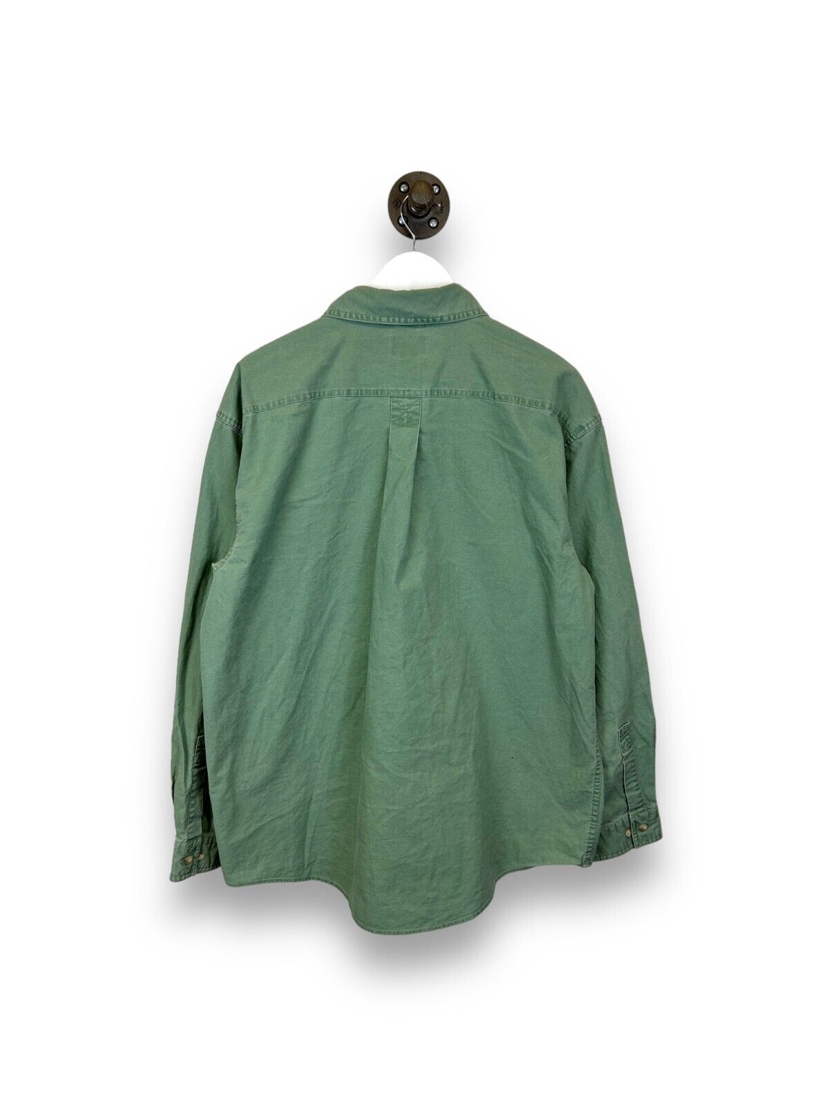 Vintage L.L. Bean Double Pocket Long Sleeve Button Up Shirt Size Large Green