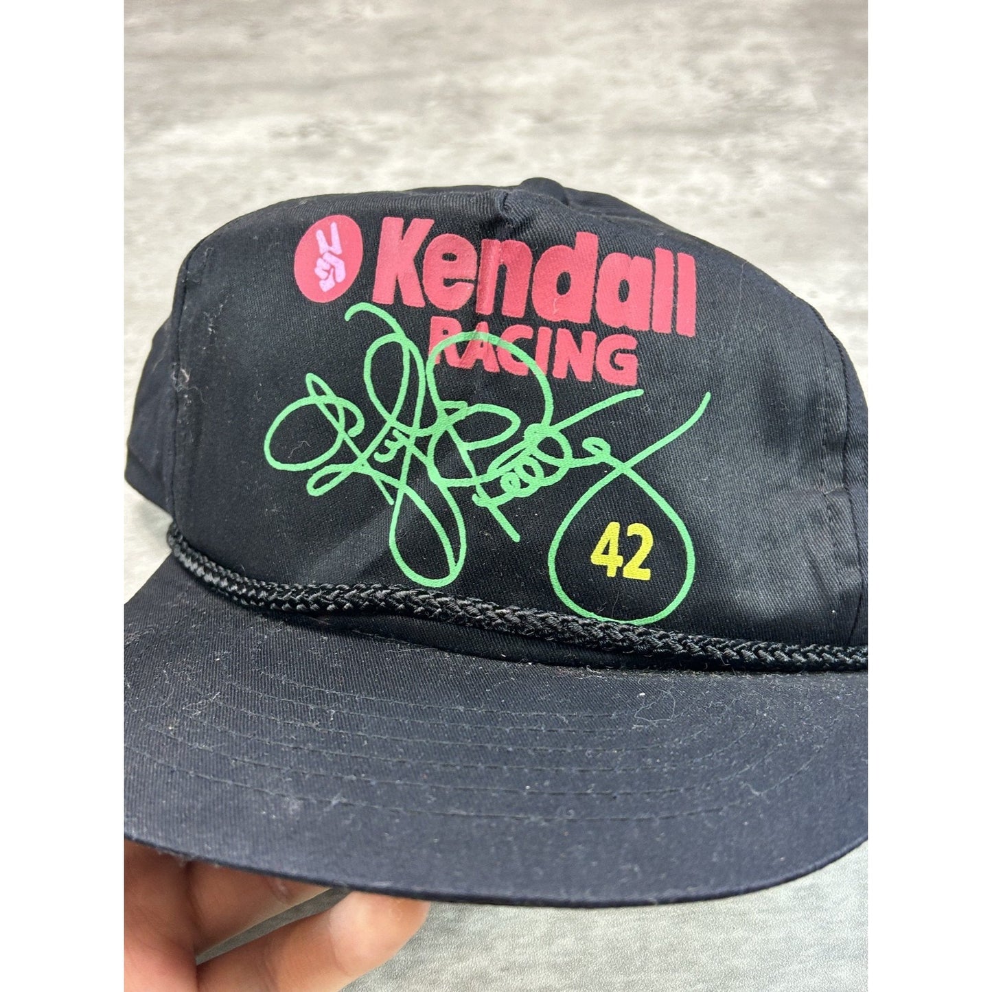 Vintage 90s Kyle Petty Kendall Racing Nascar Graphic Spellout Snapback Hat OSFA