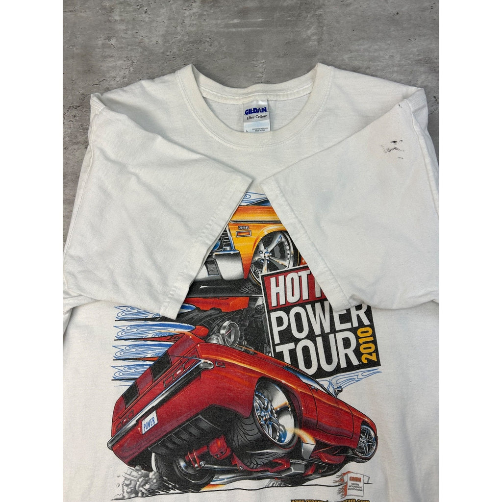 Vintage Hot Rod Power Tour Muscle Car Spellout Graphic T-Shirt Size Large